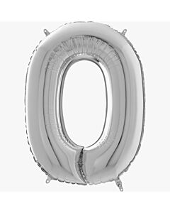 Μπαλόνια foil Jumbo ασημί νούμερο 0 (1 μέτρο)