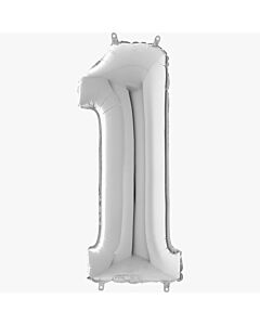 Μπαλόνια foil Jumbo ασημί νούμερο 1 (1 μέτρο)