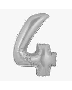 Μπαλόνια foil ασημί νούμερο 4, για φούσκωμα με αέρα