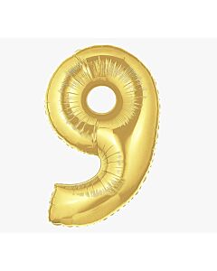 Μπαλόνια foil χρυσό, νούμερο 9, για φούσκωμα με αέρα