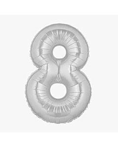 Μπαλόνια foil ασημί νούμερο 8, για φούσκωμα με αέρα
