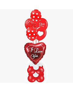 Κατασκευή μεγάλη με μπαλόνι καρδιά κόκκινη I love you 36 ιντσών και 5 μπαλόνια τυπωμένα με ήλιο