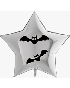 Μπαλόνι αστέρι ασημί 18 ιντσών με νυχτερίδες Halloween
