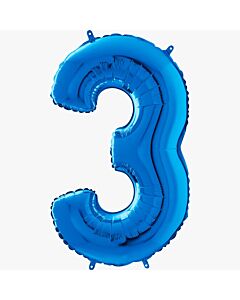 Μπαλόνι αριθμός Νο 3, μπλε 70 cm για ήλιο (Συσκευασμένο)