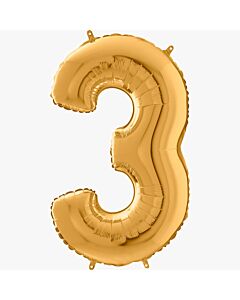 Μπαλόνι αριθμός Νο 3, χρυσό 70 cm για ήλιο (Συσκευασμένο)