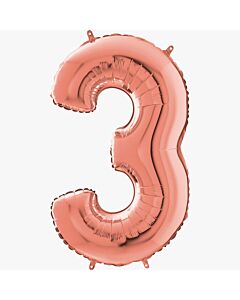 Μπαλόνι αριθμός Νο 3, rose gold 70 cm για ήλιο 
