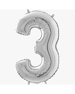 Μπαλόνια foil Jumbo ασημί νούμερο 3 (1 μέτρο)