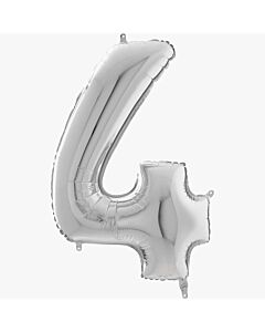 Μπαλόνι αριθμός Νο 4, ασημί 70 cm για ήλιο 