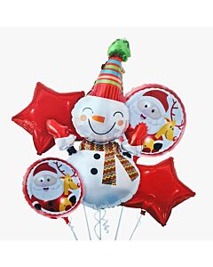 Μπαλόνια Χριστουγεννιάτικο Σετ 5 Τεμαχίων - Χιονάνθρωπος και 4 μπαλόνια 18΄΄ foil - Συσκευασμένο