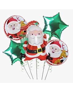 Μπαλόνια Χριστουγεννιάτικο Σετ 5 Τεμαχίων - Άγιος Βασίλης και 4 μπαλόνια 18΄΄ foil - Συσκευασμένο