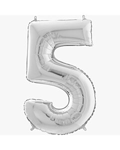 Μπαλόνια foil Jumbo ασημί νούμερο 5 (1 μέτρο)