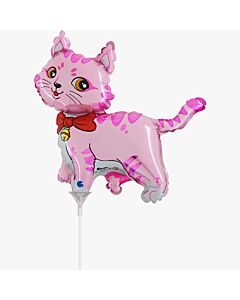 Μπαλόνι Minishape Γάτα Ροζ με φιόγκο - 40 εκατοστά