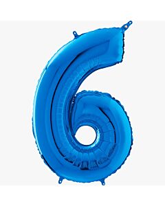Μπαλόνι αριθμός Νο 6, μπλε 70 cm για ήλιο (Συσκευασμένο)