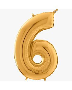 Μπαλόνι αριθμός Νο 6, χρυσό 70 cm για ήλιο (Συσκευασμένο)
