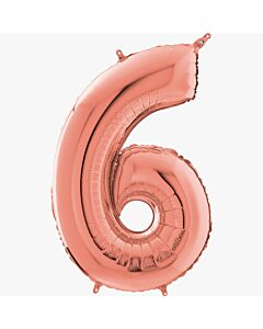 Μπαλόνι αριθμός Νο 6, rose gold 70 cm για ήλιο 