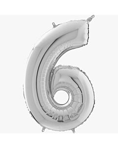 Μπαλόνια foil Jumbo ασημί νούμερο 6 (1 μέτρο)