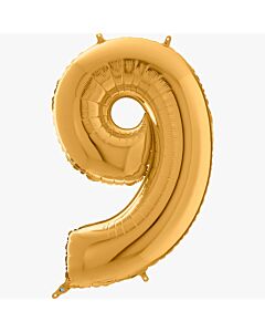 Μπαλόνι αριθμός Νο 9, χρυσό 70 cm για ήλιο (Συσκευασμένο)