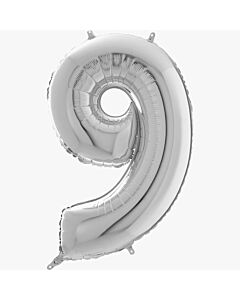 Μπαλόνι αριθμός Νο 9, ασημί 70 cm για ήλιο 