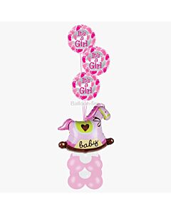 Αλογάκι καρουσέλ πάνω σε μεγάλη βάση και 3 μπαλόνια foil με ήλιο κωδικός Β2