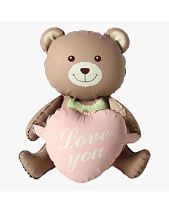 Μπαλόνι Αρκουδάκι με Ροζ Καρδιά Vintage 50 εκατοστά (Φουσκώνει με αέρα)