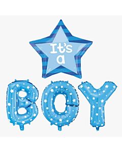 Μπαλόνια Σετ Γράμματα & Μπαλόνι "It's A Boy" - 4 Τεμάχια