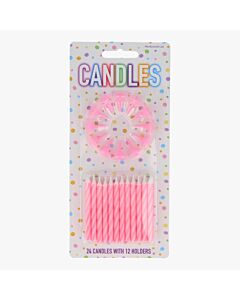 Κεράκια Ροζ (24 Τεμάχια) 8 Εκατοστά