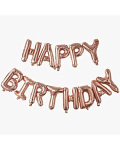 Μπαλόνια HAPPY BIRTHDAY rose gold, σχηματισμένη λέξη 34 Χ 21 εκατοστά