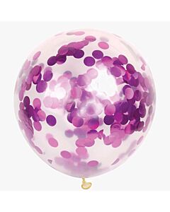 Μπαλόνιι 80 εκατοστά διάφανο γεμισμένο με φούξια κομφετί