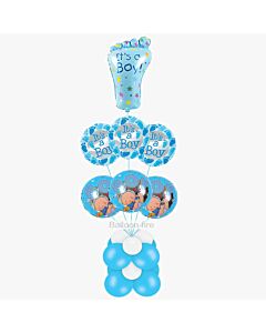 Πατούσα και 6 μπαλόνια γέννησης foil 18'' με ήλιο σε μεγάλη βάση / κωδικός Ε2