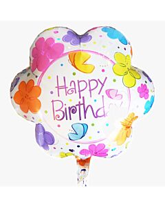 Μπαλόνι 18 ιντσών σχήμα λουλούδι Happy Birthday ND
