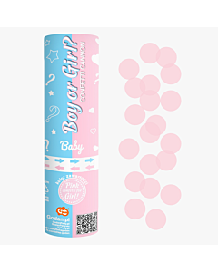 Κανονάκι κομφετί Gender Reveal ροζ - 15 εκατοστά (Τεμάχιο)