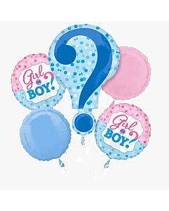 Gender Reveal Μπαλόνια με Ερωτηματικό Γαλάζιο - Σετ 5 τεμαχίων