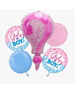 Gender Reveal Μπαλόνια με Ερωτηματικό Ροζ - Σετ 5 τεμαχίων