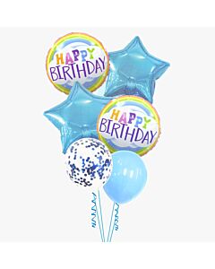 Happy Birthday γαλάζιο Σετ με μπαλόνια (6 τεμαχίων)