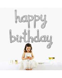 Μπαλόνια Happy Birthday λέξη ασημί 120 εκατοστά