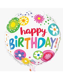 Μπαλόνι 18 ιντσών Happy Birthday λουλούδια-φρούτα