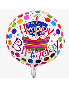 Μπαλόνι 18 ιντσών στρογγυλό Happy Birthday τούρτα