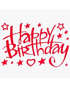 Αυτοκόλλητο 27 εκατοστά Happy Birthday κόκκινο για κάθε χρήση, με γραφή Disney