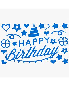 Αυτοκόλλητο 27 εκατοστά Happy Birthday γαλάζιο, για κάθε χρήση