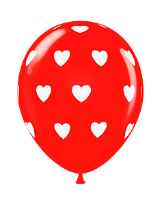 Μπαλόνια 11 ιντσών τυπωμένο με καρδιές All Around 15 τεμάχια