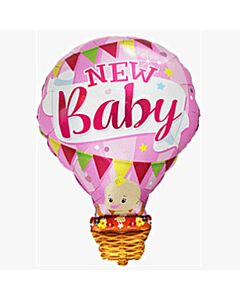Μπαλόνια αερόστατο ροζ New Baby 83 εκατοστά, Flexmetal