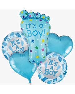 Μπαλόνια Σετ It's A Boy Πατούσα και Foil (5 Τεμάχια)
