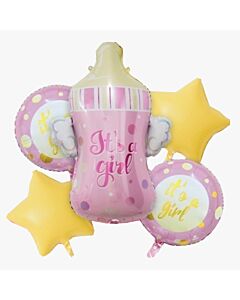 Μπαλόνια Σετ It's A Girl Μπιμπερό και Foil (5 Τεμάχια)