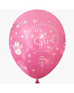 Μπαλόνια 12 ιντσών ροζ It's a girl New (15 τεμάχια) Τυπωμένα με αρκουδάκι