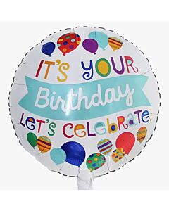 Μπαλόνι 18'' It's Your Birthday Let's Celebrate (Συσκευασμένο)
