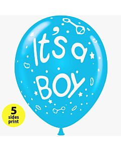 Μπαλόνια 12 ιντσών It's a Boy κουδουνιστρες | 15τεμ | 5 πλευρές εκτύπωση