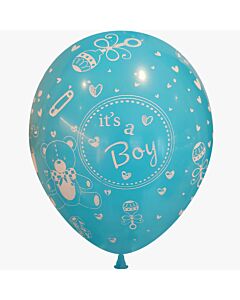 Μπαλόνια 12 ιντσών γαλάζια It's a boy New (15 τεμάχια) Τυπωμένα με αρκουδάκι