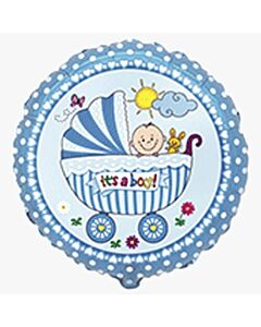 Μπαλόνια it's a boy καρότσι με αγοράκι, 18 ιντσών