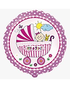 Μπαλόνια it's a girl καρότσι με κοριτσάκι, 18 ιντσών
