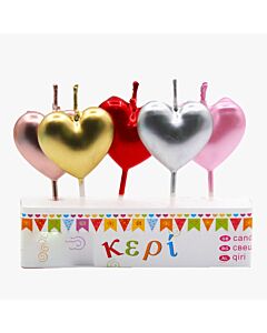 Κεράκια Γενεθλίων Καρδιά Chrome (5 τεμάχια)